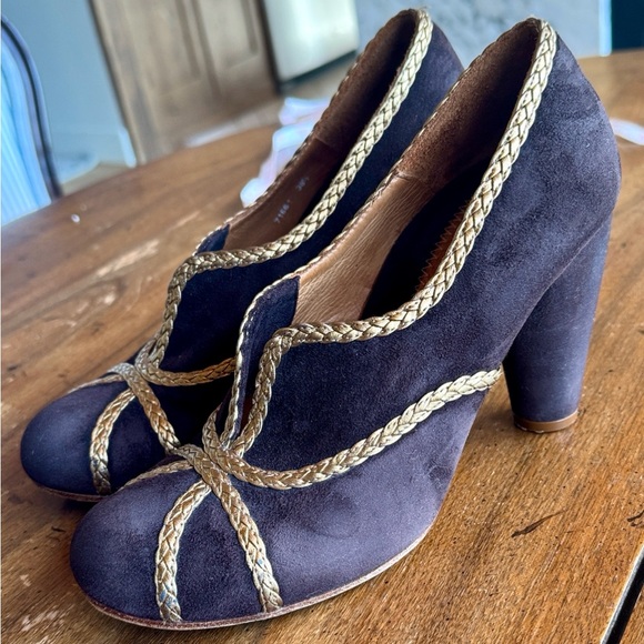 Chie Mihara Dark Brown Heels with Gold Braided Design size 38.5 - Picture 11 of 12